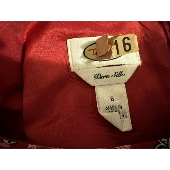 Vintage Talbots 100% Silk Paisley Border Print Maxi Dress Sz 6 Side Wrap - Picture 5 of 6